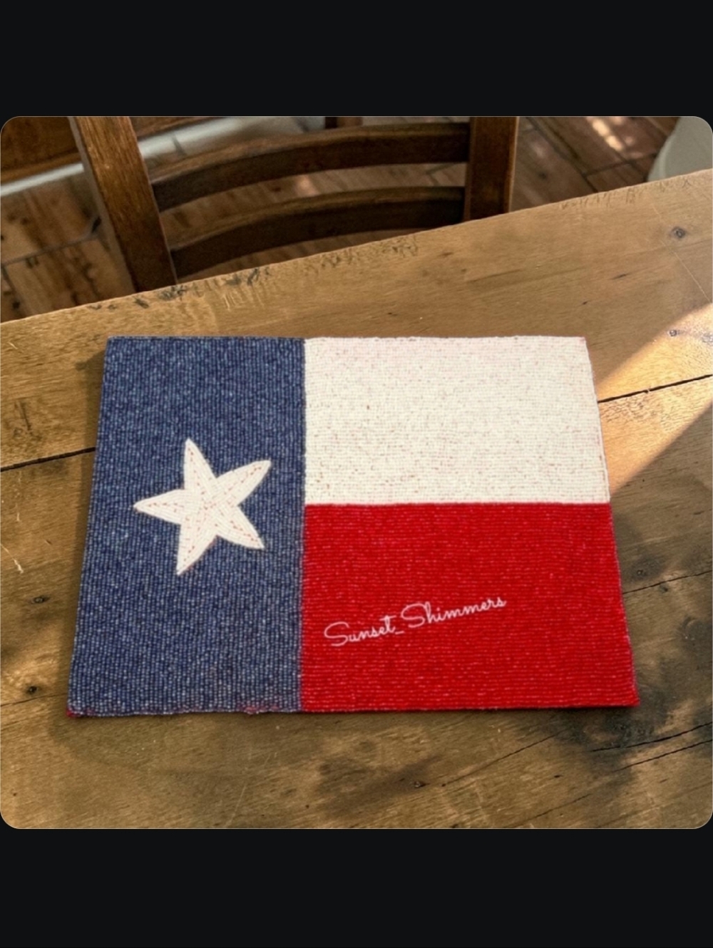 x4 Texas Flag Patriotic USA 16" Lone Star State Beaded Placemats Chargers NEW